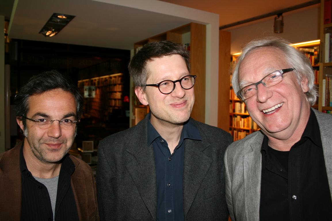 Jan Wagner (M.) mit Navid Kermani und Claus Leggewie